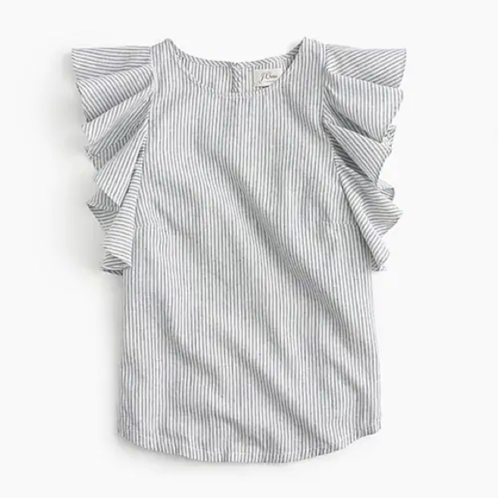 J. Crew Ruffle Top in Stripe Foley Wash Size 12